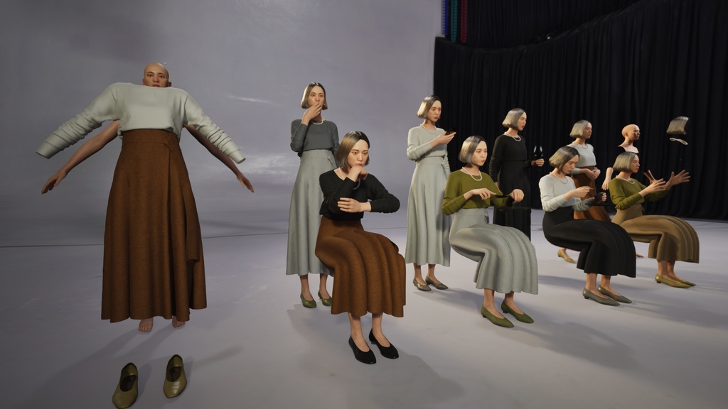 スマートカジュアル女性3Dモデルver.2 S-FF2【UE5 / Blender / Cinema4D】モジュラーキャラクターシリーズ