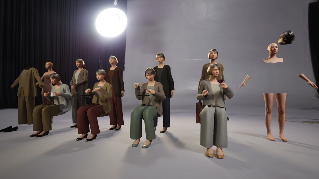 スマートカジュアル女性3Dモデルver.2 S-FH2【UE5 / Blender / Cinema4D】モジュラーキャラクターシリーズ