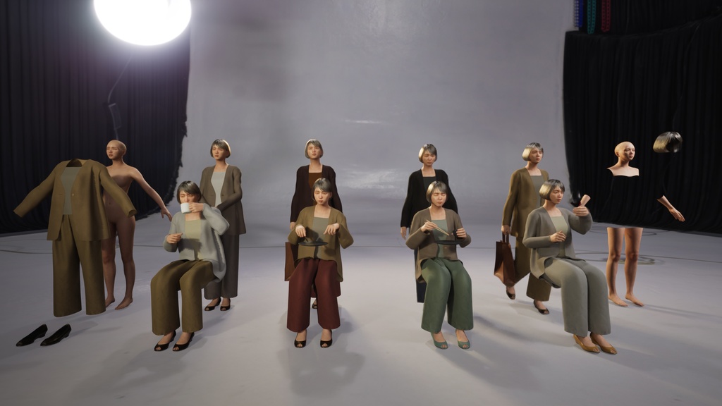 スマートカジュアル女性3Dモデルver.2 S-FH2【UE5 / Blender / Cinema4D】モジュラーキャラクターシリーズ