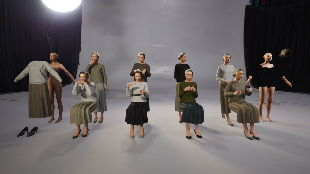 スマートカジュアル女性3Dモデルver.2 S-FK2【UE5 / Blender / Cinema4D】モジュラーキャラクターシリーズ