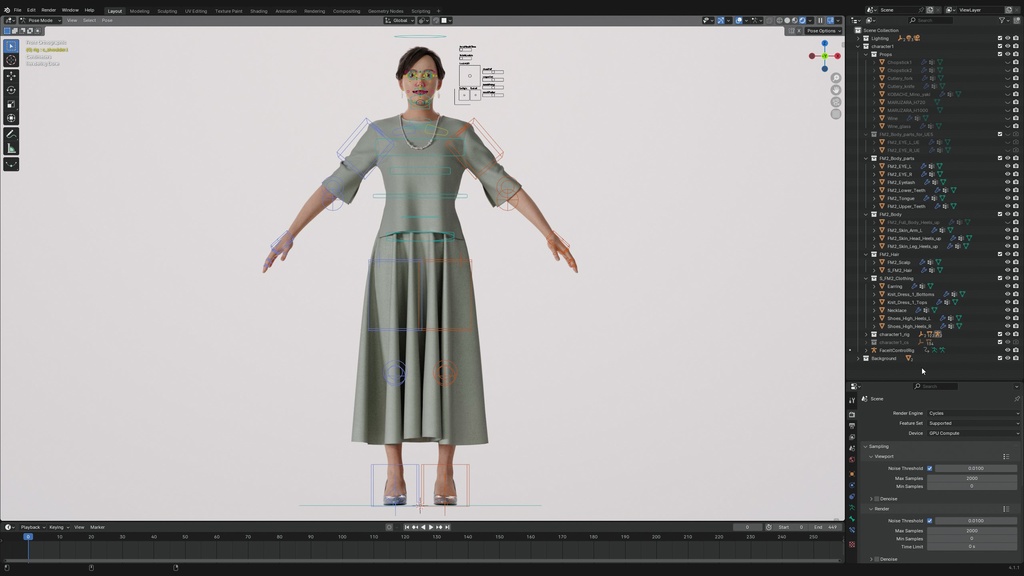 スマートカジュアル女性3Dモデルver.2 S-FM2【UE5 / Blender / Cinema4D】モジュラーキャラクターシリーズ