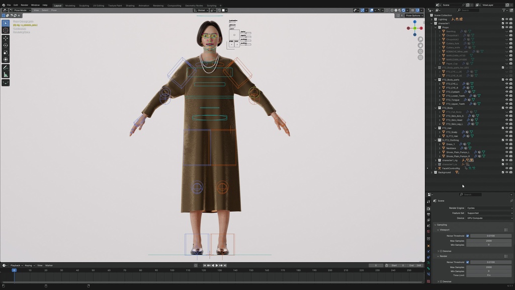 スマートカジュアル女性3Dモデルver.2 S-FT2【UE5 / Blender / Cinema4D】モジュラーキャラクターシリーズ