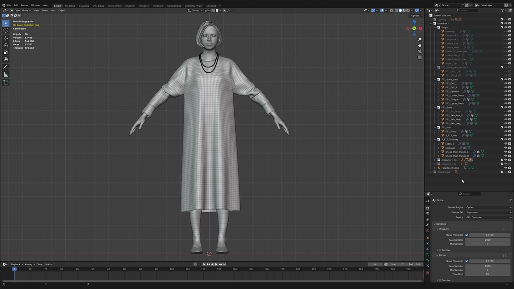 スマートカジュアル女性3Dモデルver.2 S-FT2【UE5 / Blender / Cinema4D】モジュラーキャラクターシリーズ