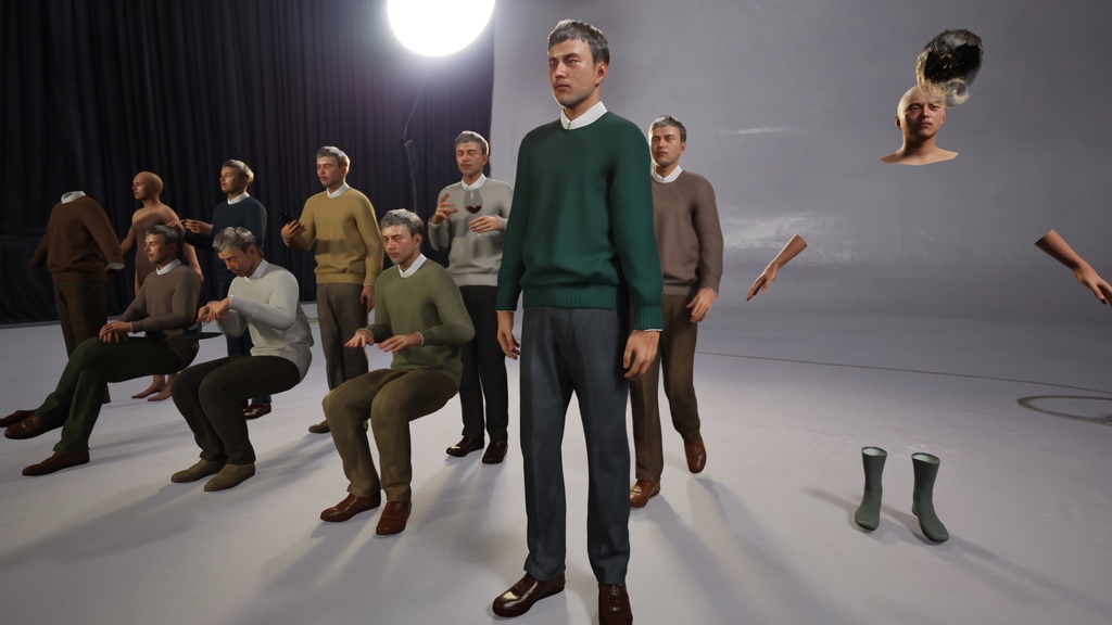 スマートカジュアル男性3Dモデルver.2 S-MG2【UE5 / Blender / Cinema4D】モジュラーキャラクターシリーズ