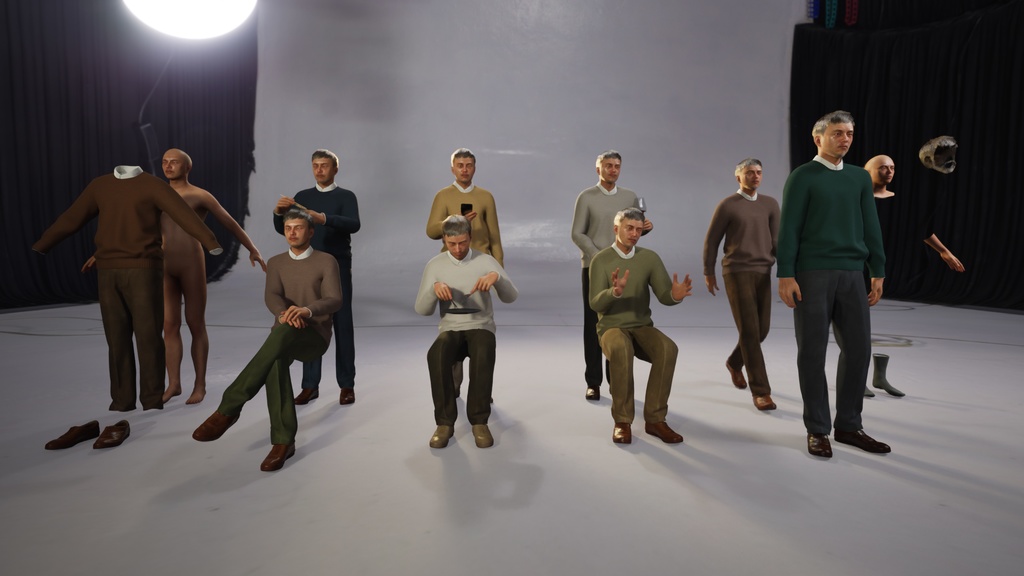 スマートカジュアル男性3Dモデルver.2 S-MG2【UE5 / Blender / Cinema4D】モジュラーキャラクターシリーズ