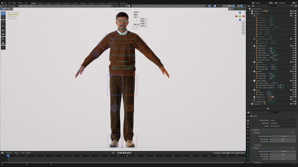 スマートカジュアル男性3Dモデルver.2 S-MG2【UE5 / Blender / Cinema4D】モジュラーキャラクターシリーズ