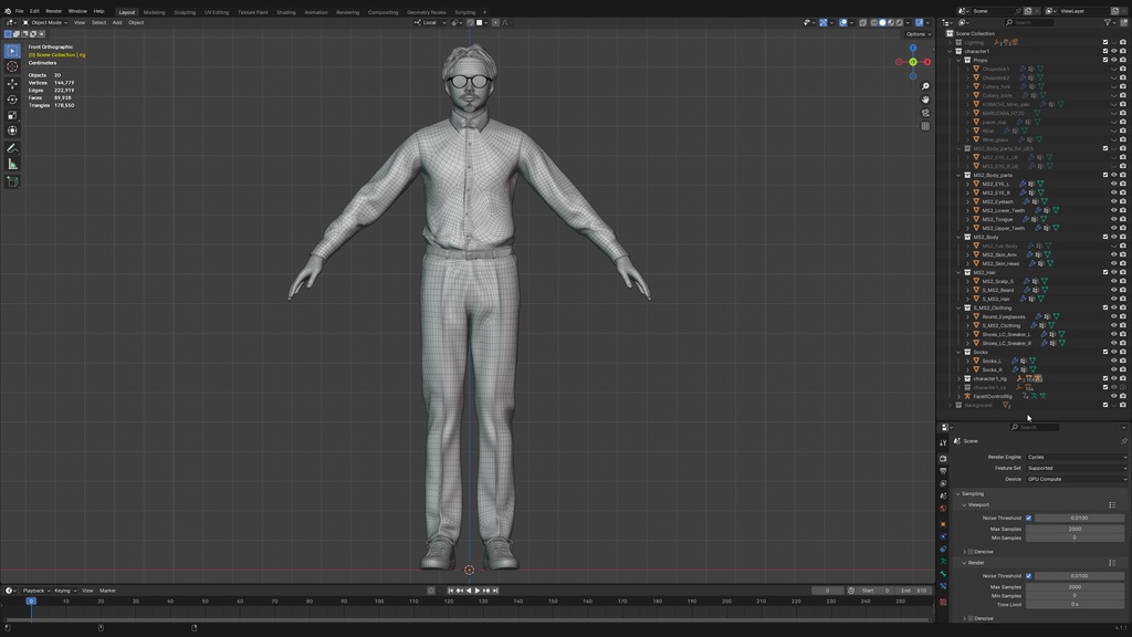 スマートカジュアル男性3Dモデルver.2 S-MS2【UE5 / Blender / Cinema4D】モジュラーキャラクターシリーズ