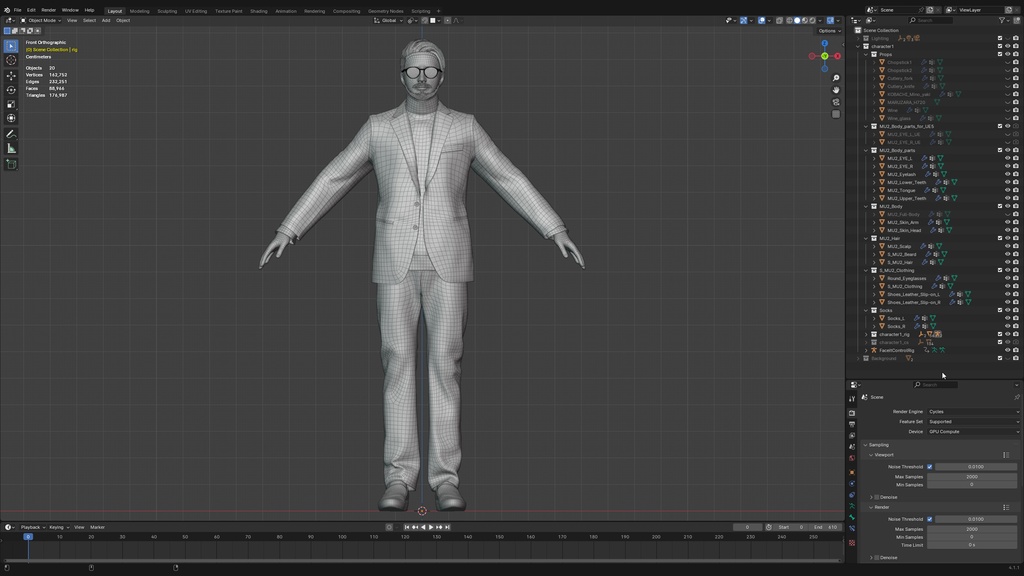 スマートカジュアル男性3Dモデルver.2 S-MU2【UE5 / Blender / Cinema4D】モジュラーキャラクターシリーズ