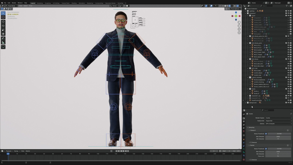 スマートカジュアル男性3Dモデルver.2 S-MU2【UE5 / Blender / Cinema4D】モジュラーキャラクターシリーズ