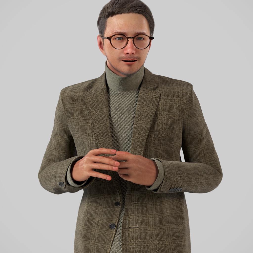スマートカジュアル男性3Dモデルver.2  S-MU2【UE5 / Blender / Cinema4D】モジュラーキャラクターシリーズ
