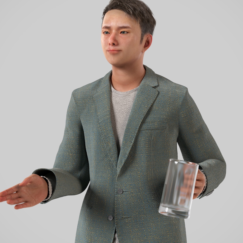 スマートカジュアル男性3Dモデルver.2 S-MY2【UE5 / Blender / Cinema4D】モジュラーキャラクターシリーズ