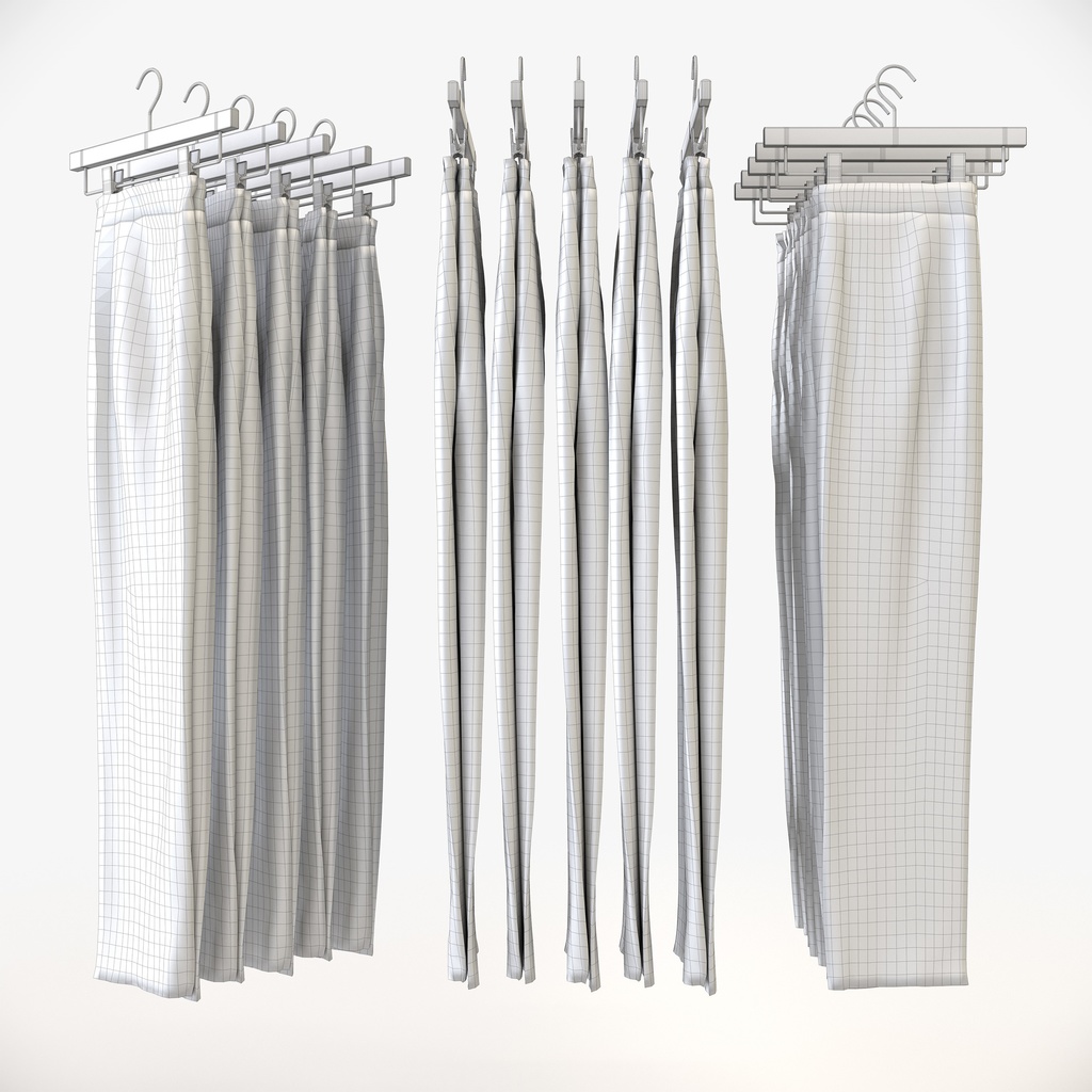 ビジネススタイル女性用衣服|スラックスパンツ&ハンガー【3Dモデル】