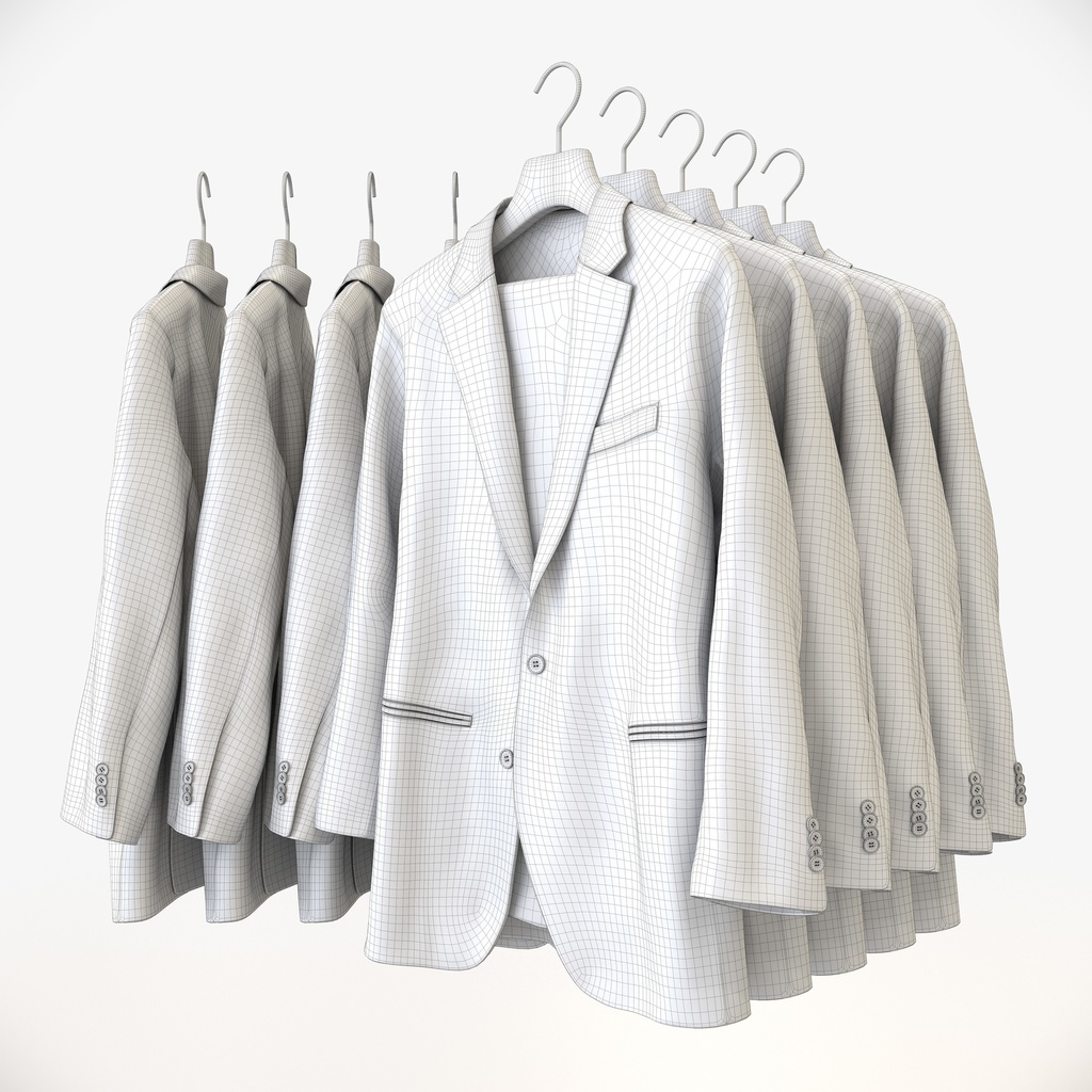 ビジネススタイル男性用衣服|ジャケット&スラックス(二つ折り)&ハンガー【3Dモデル】