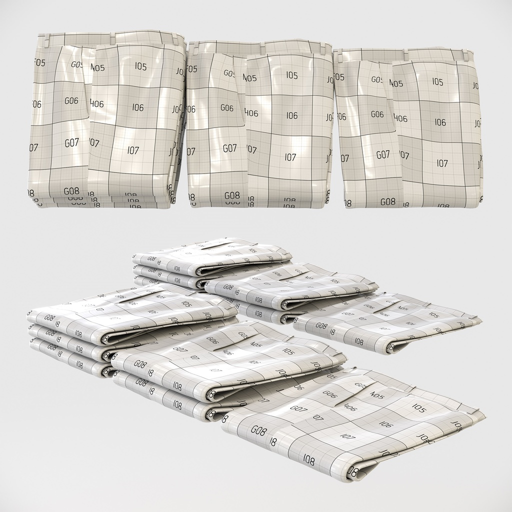 ビジネススタイル男性用衣服|スラックスパンツ(折りたたみ平置き)【3Dモデル】