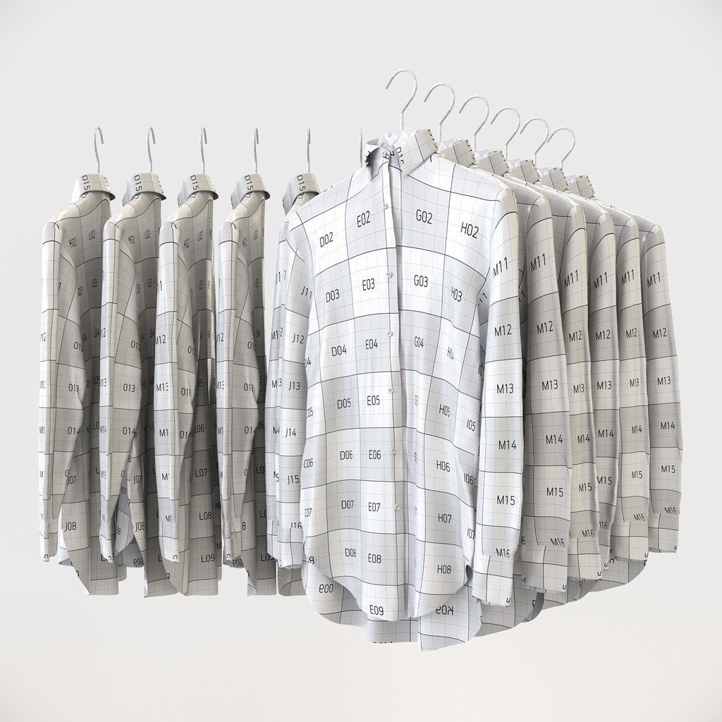 ビジネススタイル女性用衣服セット|ハンガー&折りたたみ平置き&ワイヤーハンガーラック【3Dモデル】