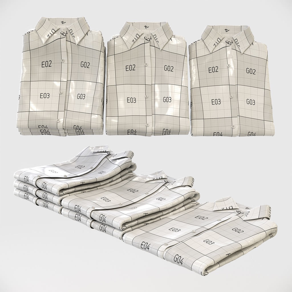 ビジネススタイル女性用衣服セット|ハンガー&折りたたみ平置き&ワイヤーハンガーラック【3Dモデル】