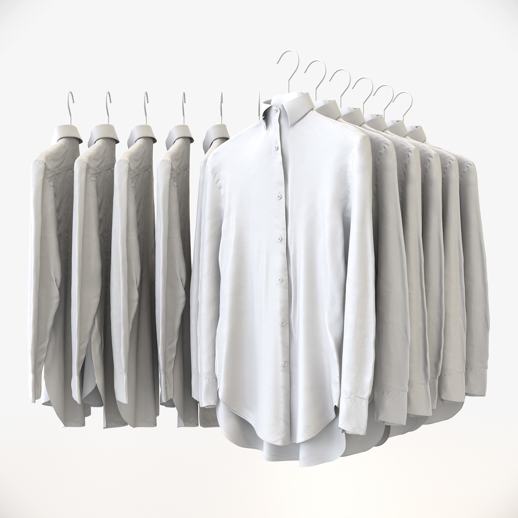 ビジネススタイル女性用衣服セット|ハンガー&折りたたみ平置き&ワイヤーハンガーラック【3Dモデル】