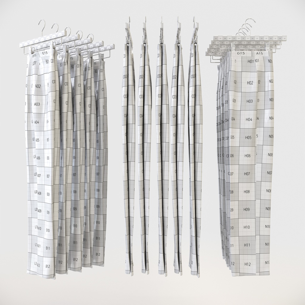 ビジネススタイル女性用衣服セット|ハンガー&折りたたみ平置き&ワイヤーハンガーラック【3Dモデル】