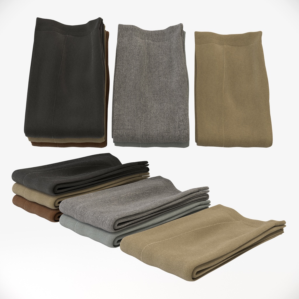 ビジネススタイル女性用衣服セット|ハンガー&折りたたみ平置き&ワイヤーハンガーラック【3Dモデル】