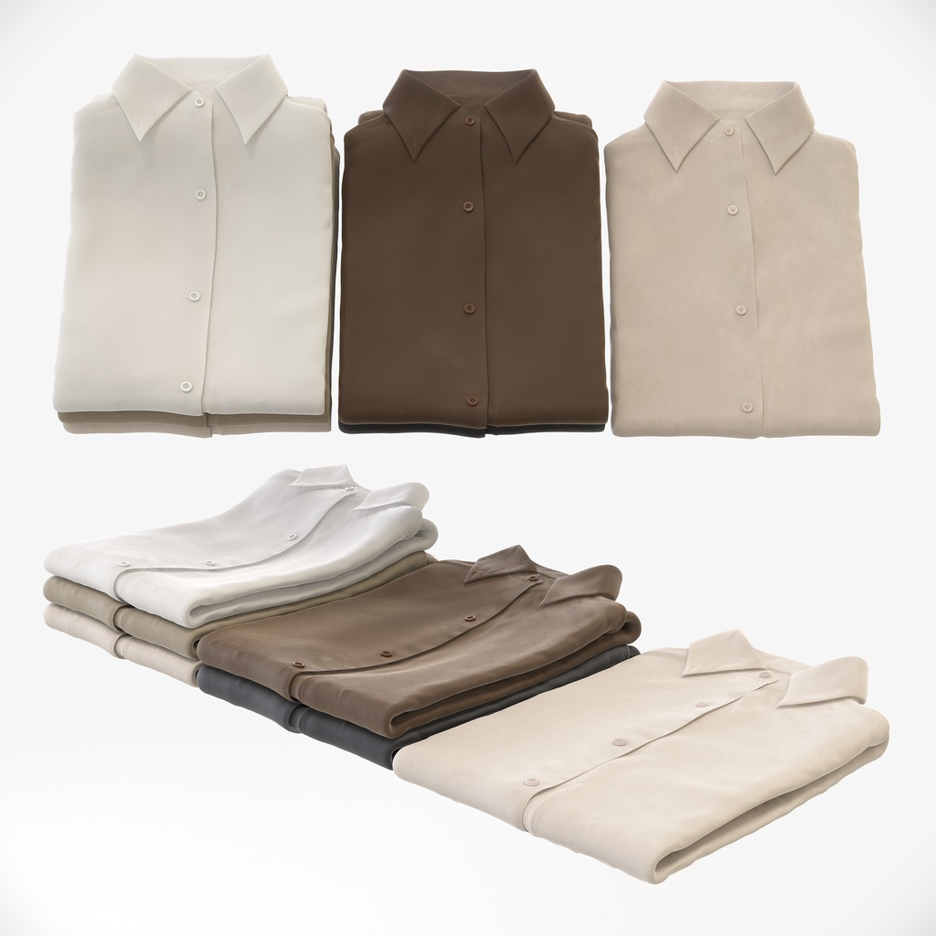 ビジネススタイル女性用衣服セット|ハンガー&折りたたみ平置き&ワイヤーハンガーラック【3Dモデル】