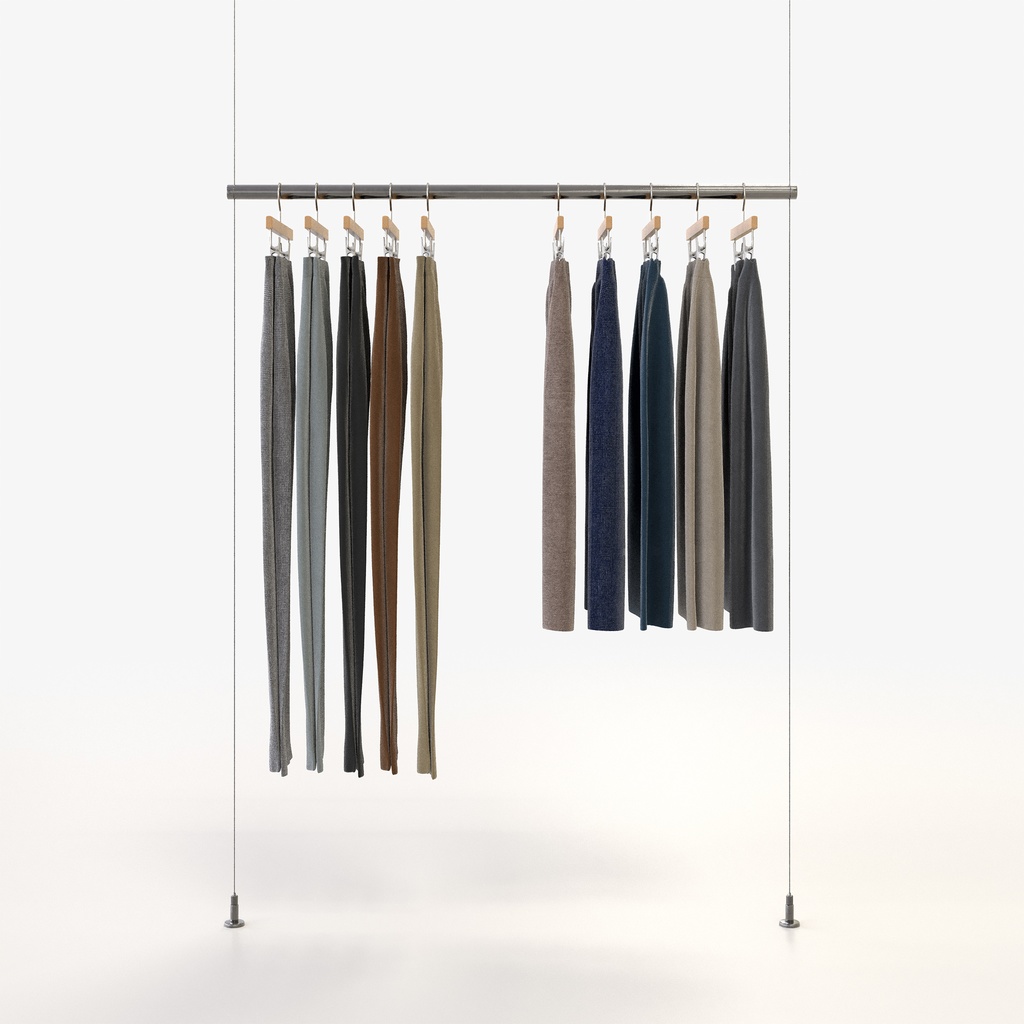 ビジネススタイル女性用衣服セット|ハンガー&折りたたみ平置き&ワイヤーハンガーラック【3Dモデル】