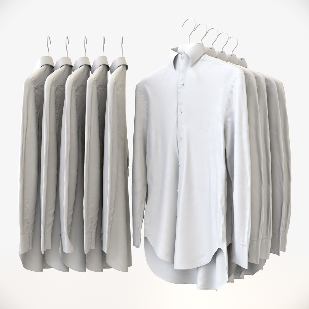 ビジネススタイル男性用衣服セット|ハンガー&折りたたみ平置き&ワイヤーハンガーラック【3Dモデル】