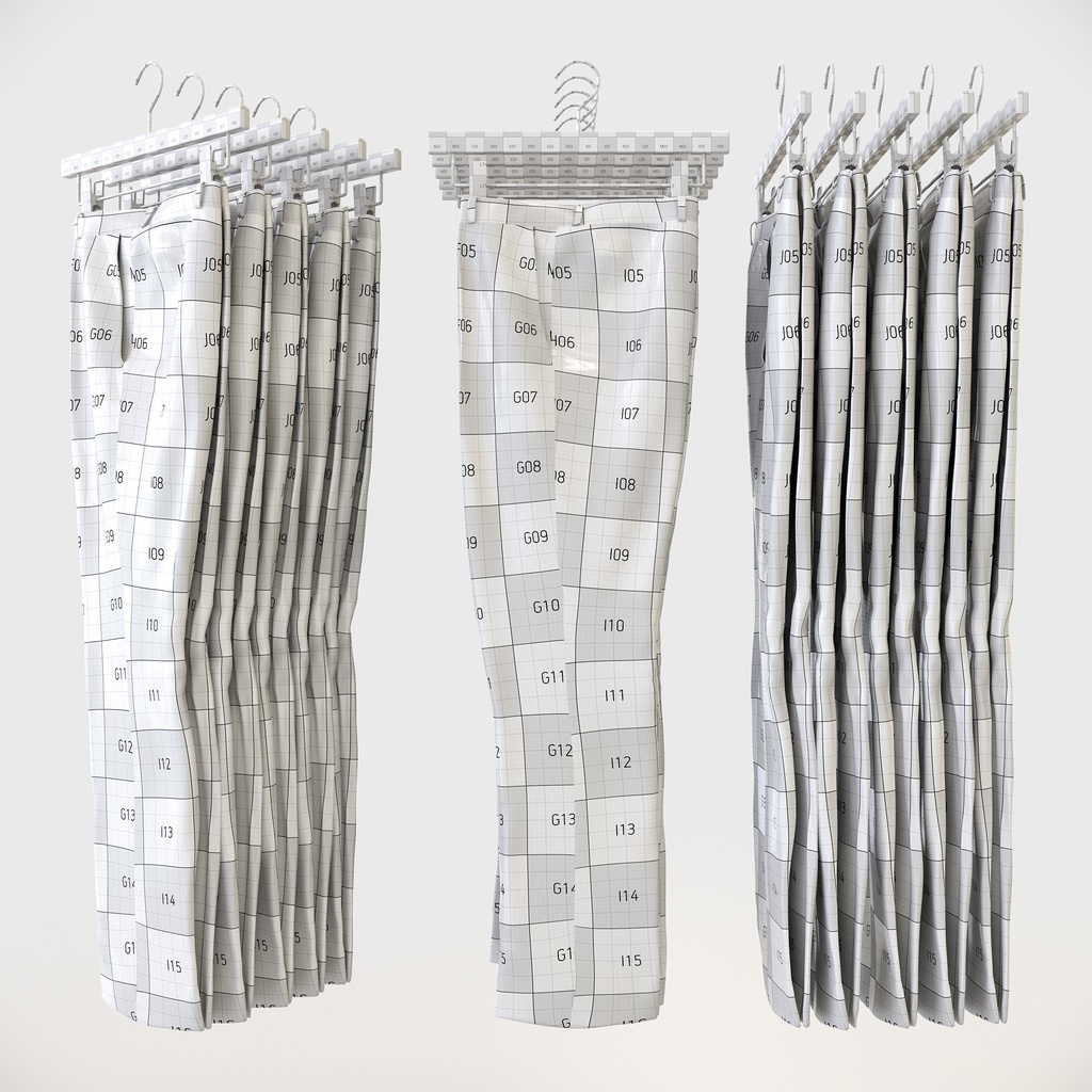 ビジネススタイル男性用衣服セット|ハンガー&折りたたみ平置き&ワイヤーハンガーラック【3Dモデル】