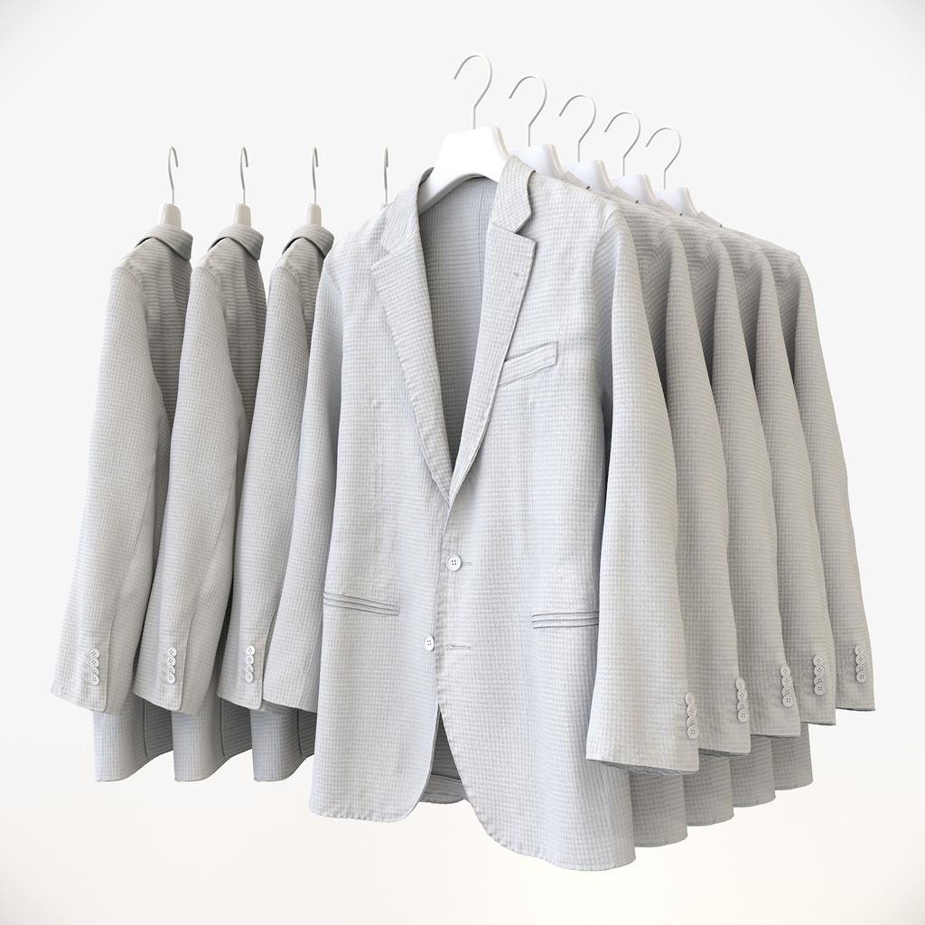 ビジネススタイル男性用衣服セット|ハンガー&折りたたみ平置き&ワイヤーハンガーラック【3Dモデル】