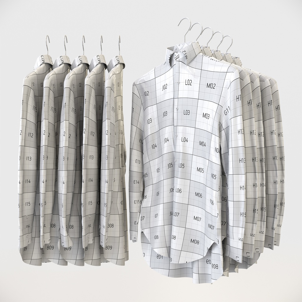 ビジネススタイル男性用衣服セット|ハンガー&折りたたみ平置き&ワイヤーハンガーラック【3Dモデル】