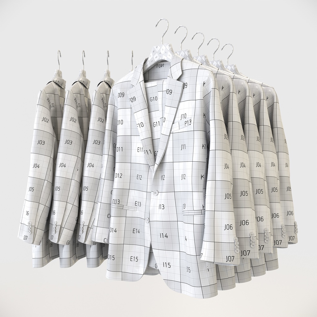 ビジネススタイル男性用衣服セット|ハンガー&折りたたみ平置き&ワイヤーハンガーラック【3Dモデル】