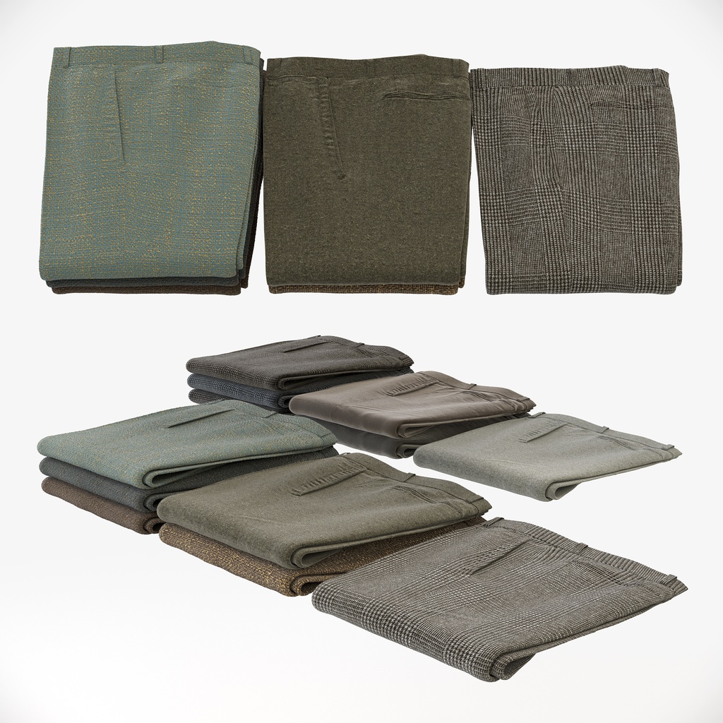 ビジネススタイル男性用衣服セット|ハンガー&折りたたみ平置き&ワイヤーハンガーラック【3Dモデル】