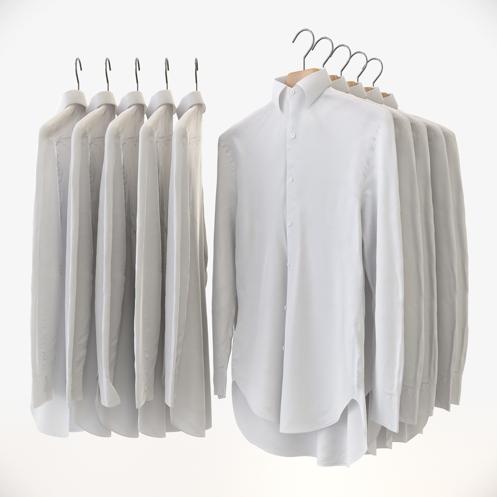 ビジネススタイル男性用衣服セット|ハンガー&折りたたみ平置き&ワイヤーハンガーラック【3Dモデル】