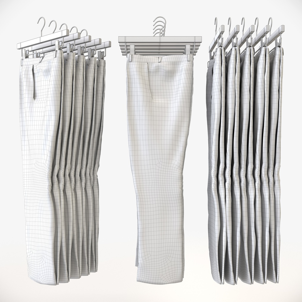 ビジネススタイル男性用衣服セット|ハンガー&折りたたみ平置き&ワイヤーハンガーラック【3Dモデル】