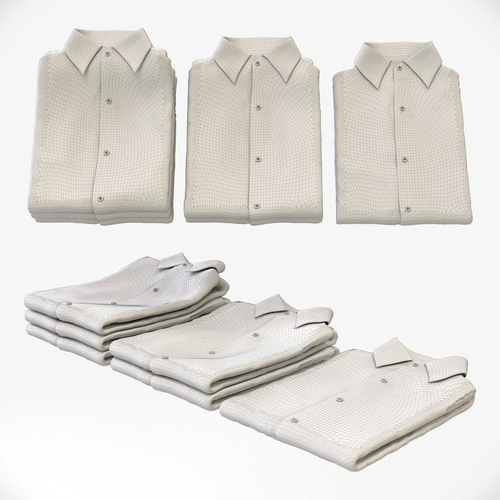 ビジネススタイル男性用衣服セット|ハンガー&折りたたみ平置き&ワイヤーハンガーラック【3Dモデル】