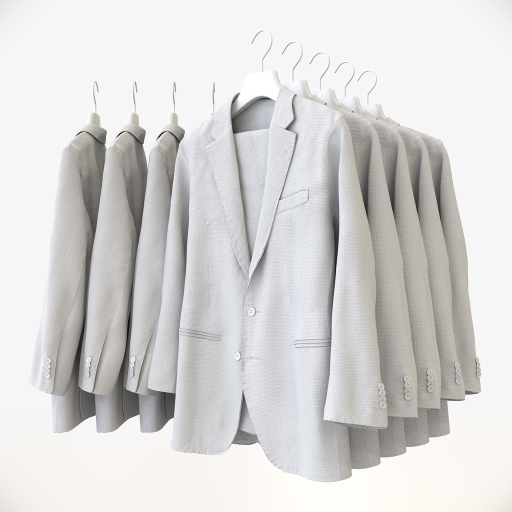ビジネススタイル男性用衣服セット|ハンガー&折りたたみ平置き&ワイヤーハンガーラック【3Dモデル】