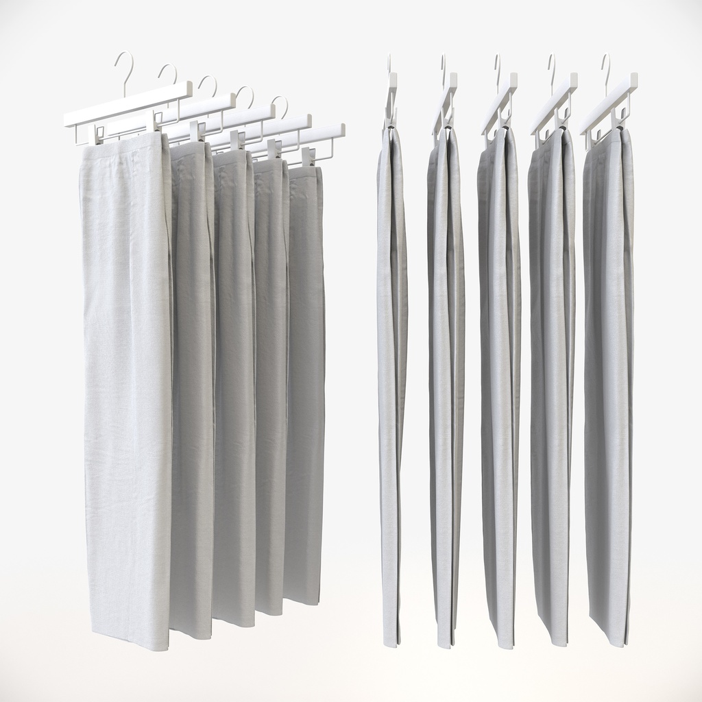 カジュアルスタイル女性用衣服|パンツ&ハンガー【3Dモデル】