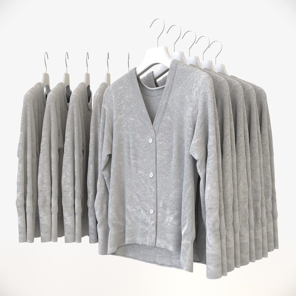 カジュアルスタイル女性用衣服|カーディガン&ハンガー【3Dモデル】