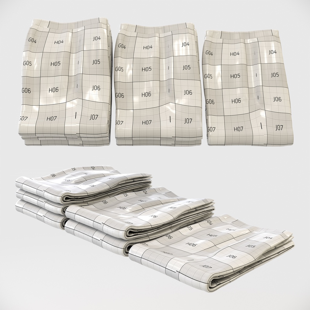 カジュアルスタイル女性用衣服|パンツ(折りたたみ平置き)【3Dモデル】