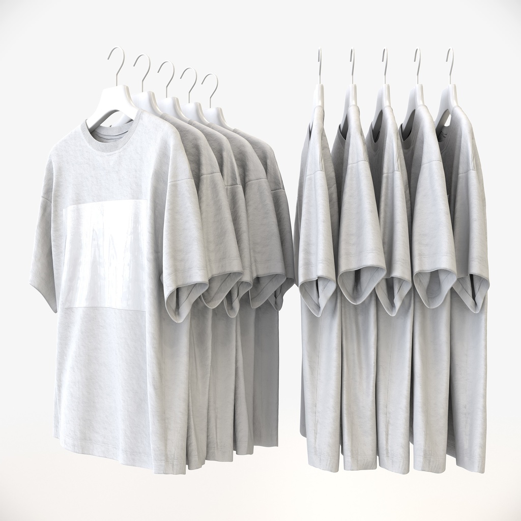 カジュアルスタイル男性用衣服|Tシャツ&ハンガー【3Dモデル】
