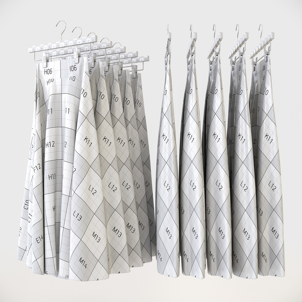 スマートカジュアルスタイル女性用衣服|ニットドレス(ボトムス)&ハンガー【3Dモデル】