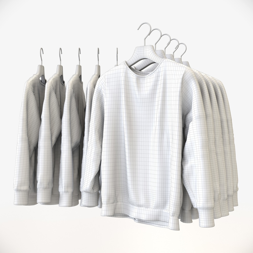 スマートカジュアルスタイル女性用衣服|ニットセーター&ハンガー【3Dモデル】