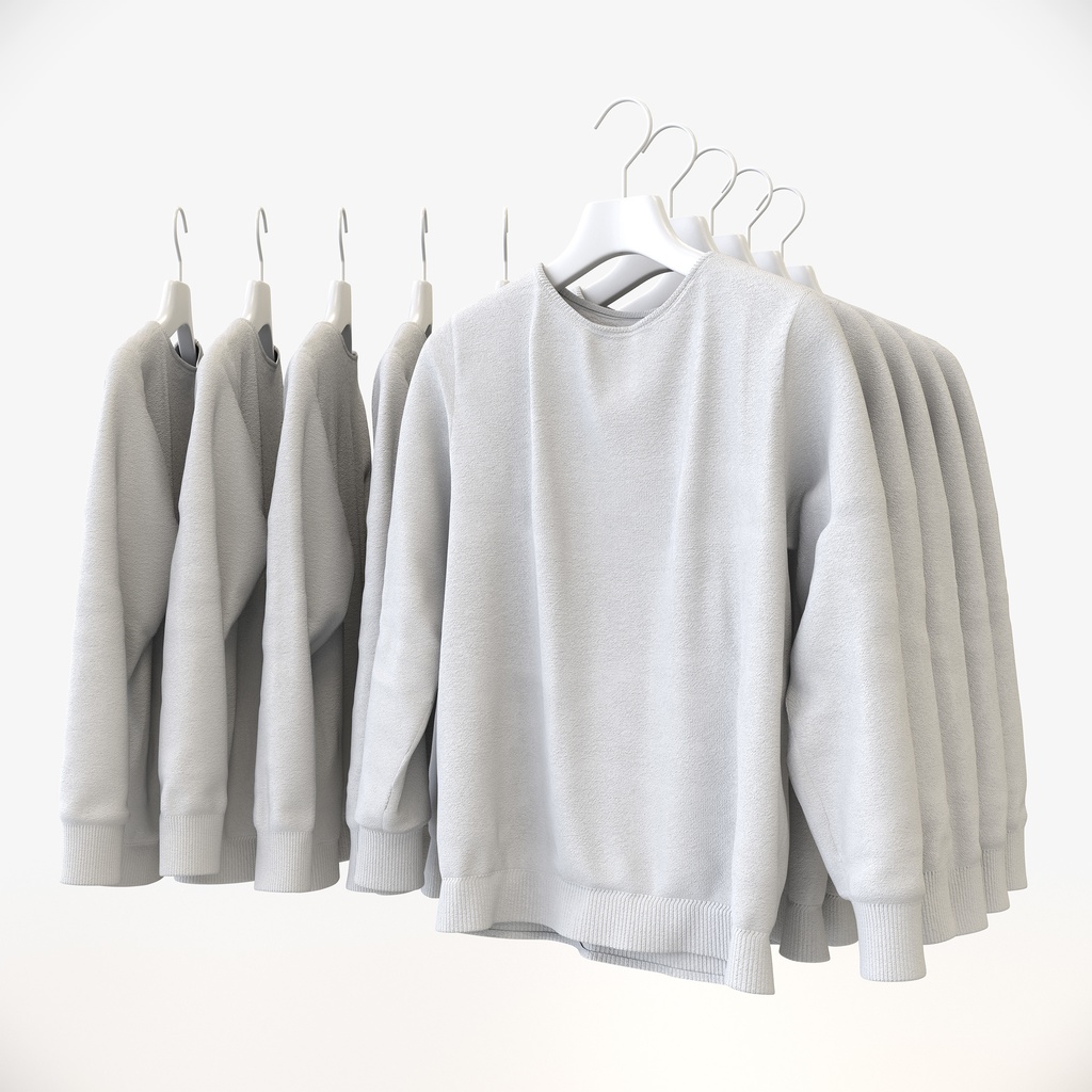 スマートカジュアルスタイル女性用衣服|ニットセーター&ハンガー【3Dモデル】