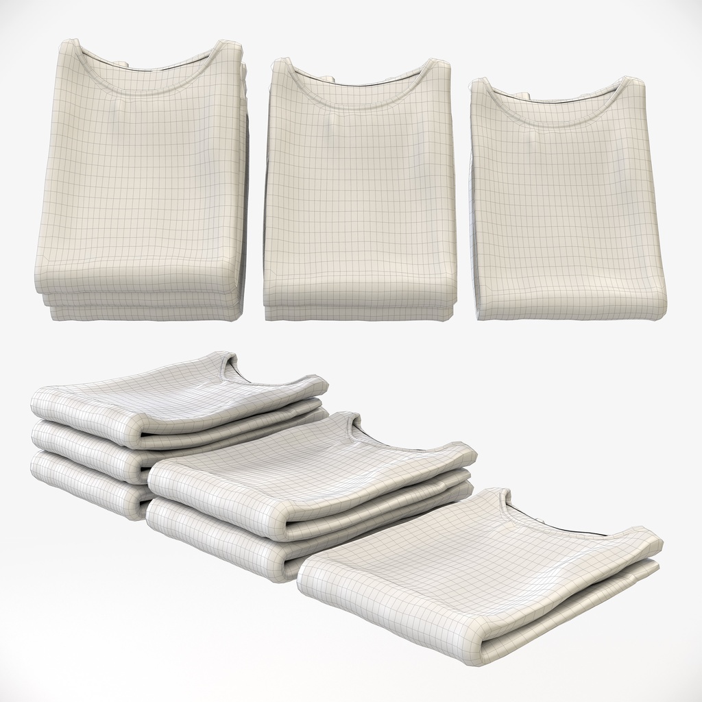 スマートカジュアルスタイル女性用衣服|ニットセーター(折りたたみ平置き)【3Dモデル】