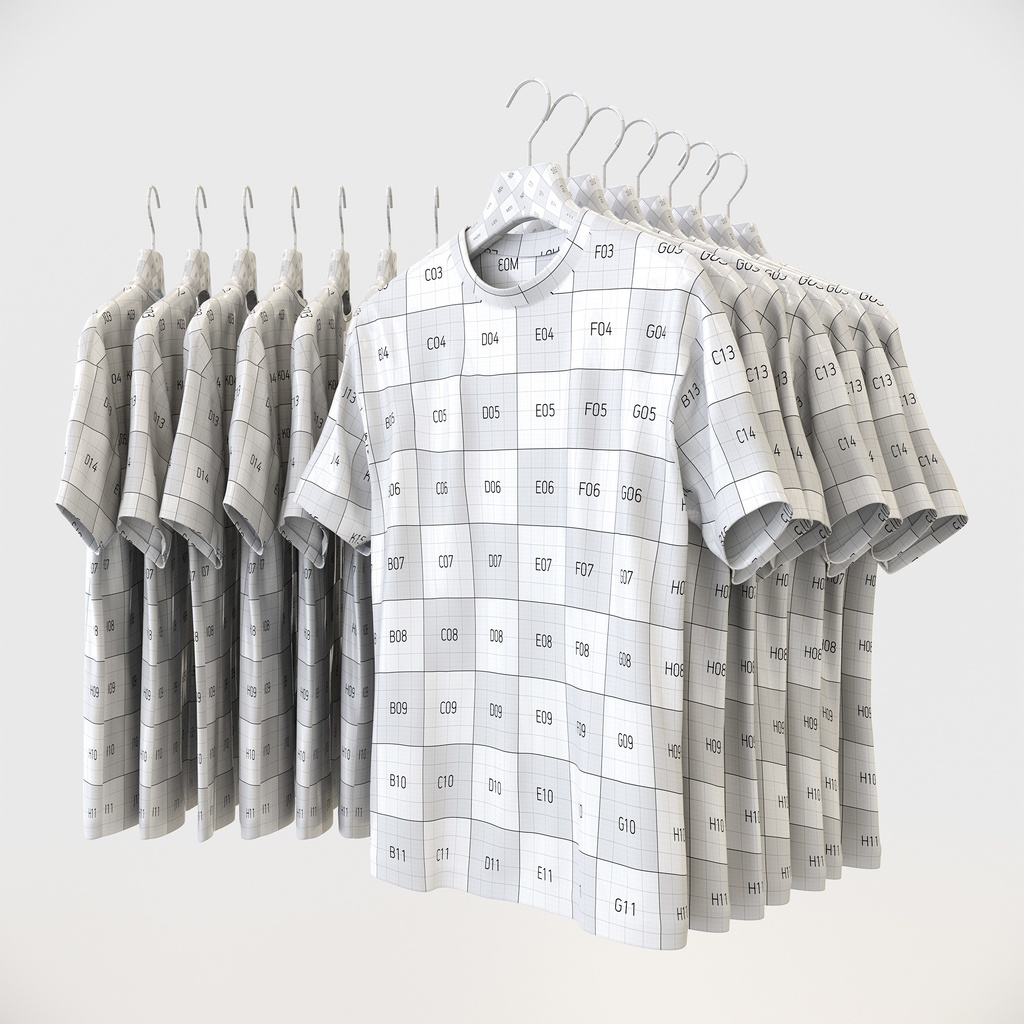 スマートカジュアルスタイル男性用衣服|Tシャツ&ハンガー【3Dモデル】