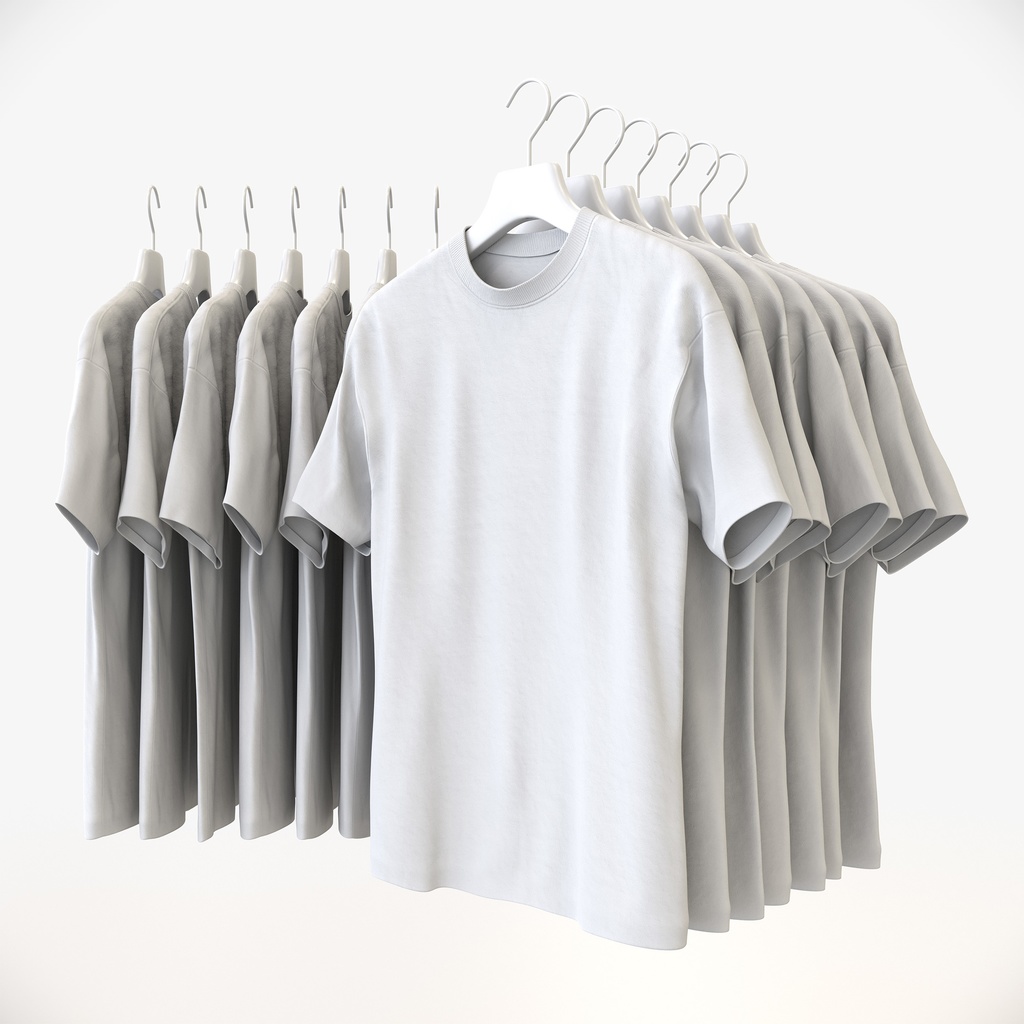 スマートカジュアルスタイル男性用衣服|Tシャツ&ハンガー【3Dモデル】