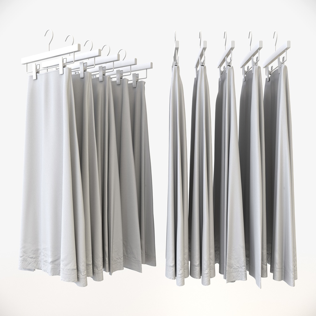 カジュアルスタイル女性用衣服セット|ハンガー&折りたたみ平置き&ハンガーラック【3Dモデル】