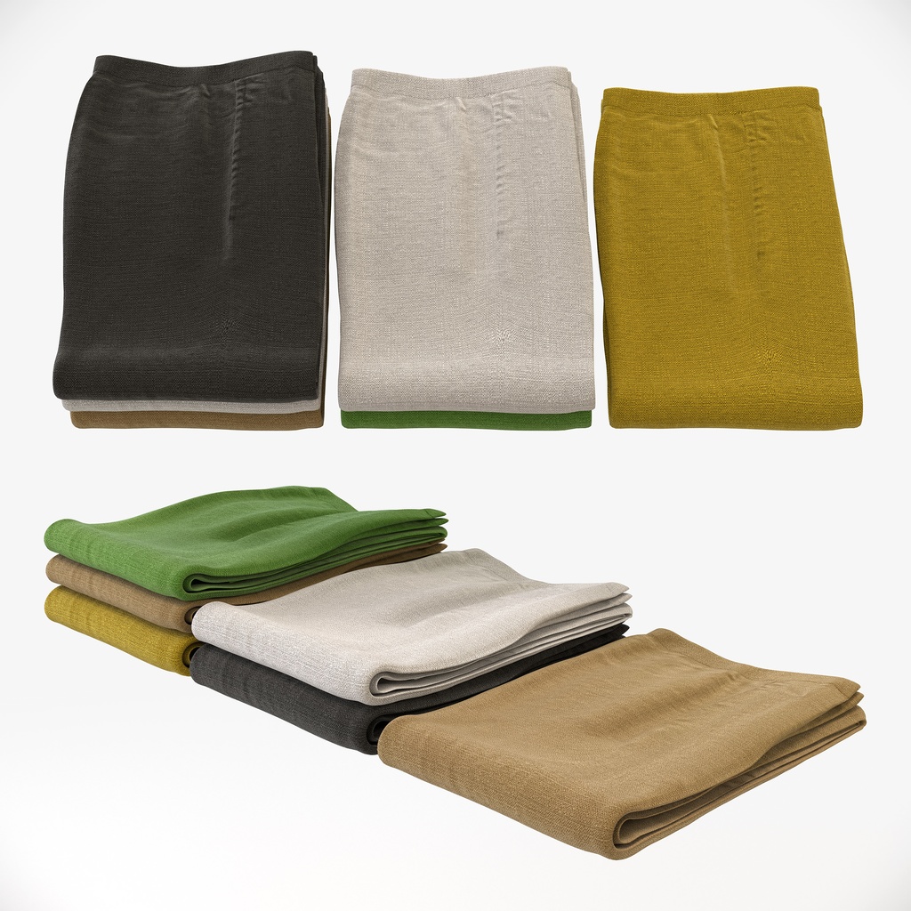 カジュアルスタイル女性用衣服セット|ハンガー&折りたたみ平置き&ハンガーラック【3Dモデル】