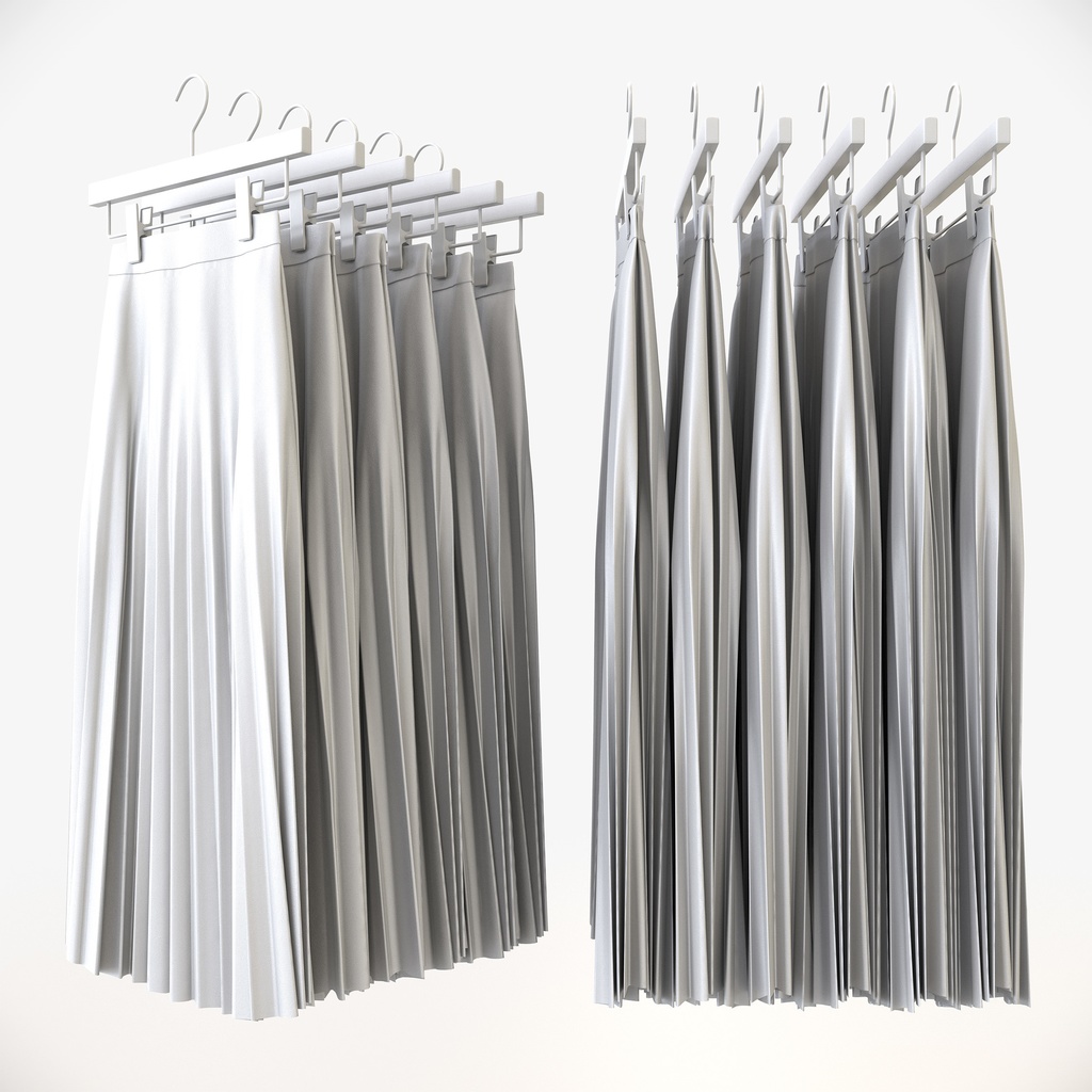 カジュアルスタイル女性用衣服セット|ハンガー&折りたたみ平置き&ハンガーラック【3Dモデル】