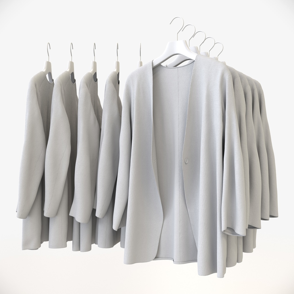 カジュアルスタイル女性用衣服セット|ハンガー&折りたたみ平置き&ハンガーラック【3Dモデル】