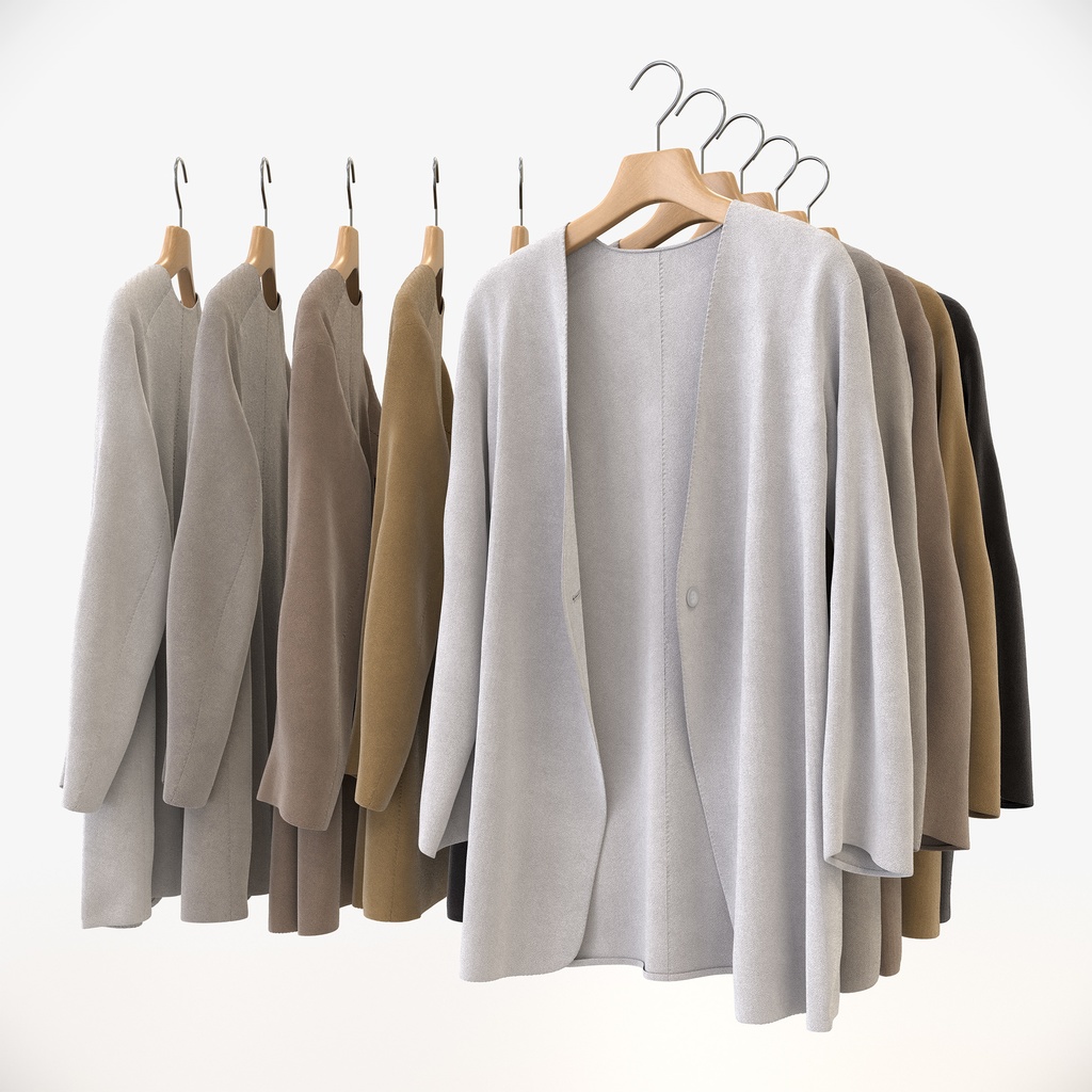 カジュアルスタイル女性用衣服セット|ハンガー&折りたたみ平置き&ハンガーラック【3Dモデル】